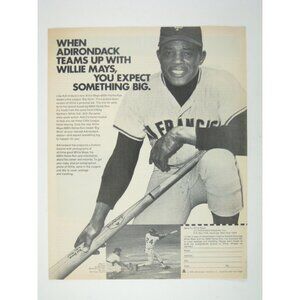 Adirondack Baseball Bat Print Ad Willie Mays 600th Home Run Vintage 1970